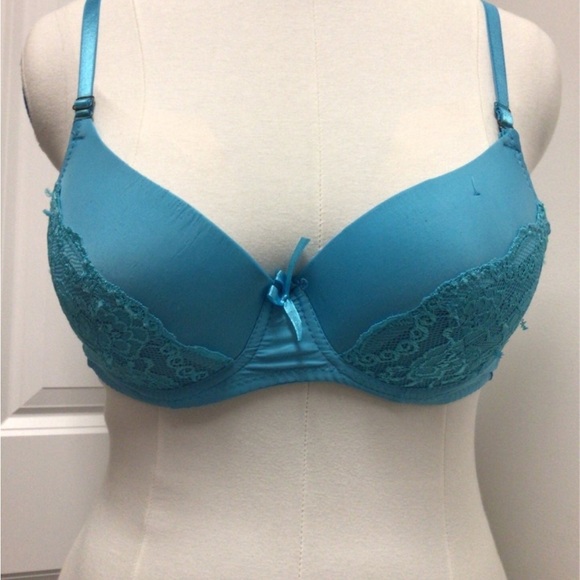 Mamia Women’s 1/2 Lace Front Cup Padded Bra, Blue, size 40C - Picture 7 of 9